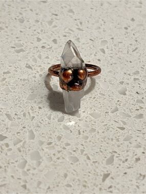 Retro Style Natural Crystals Cluster Big Statement Adjustable‎ Ring